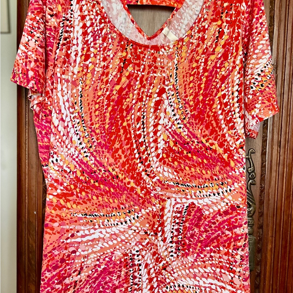 Collection B Pink and Coral Abstract Print Top